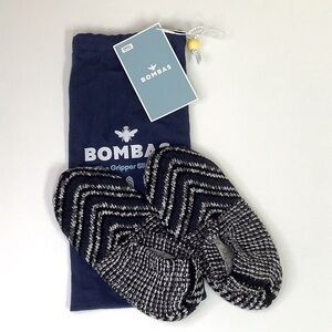 Bombas Gripper Slipper Black Gray Blue Double Cushion - Size Small  US 7-8.5